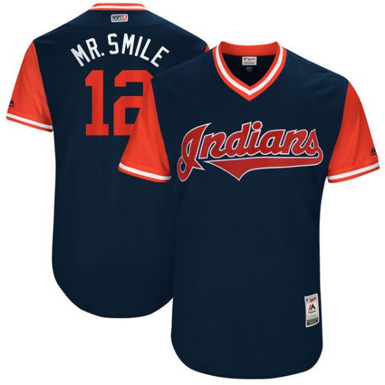 Men Cleveland Indians #12 Mr.smile Blue New Rush Limited MLB Jerseys->colorado rockies->MLB Jersey